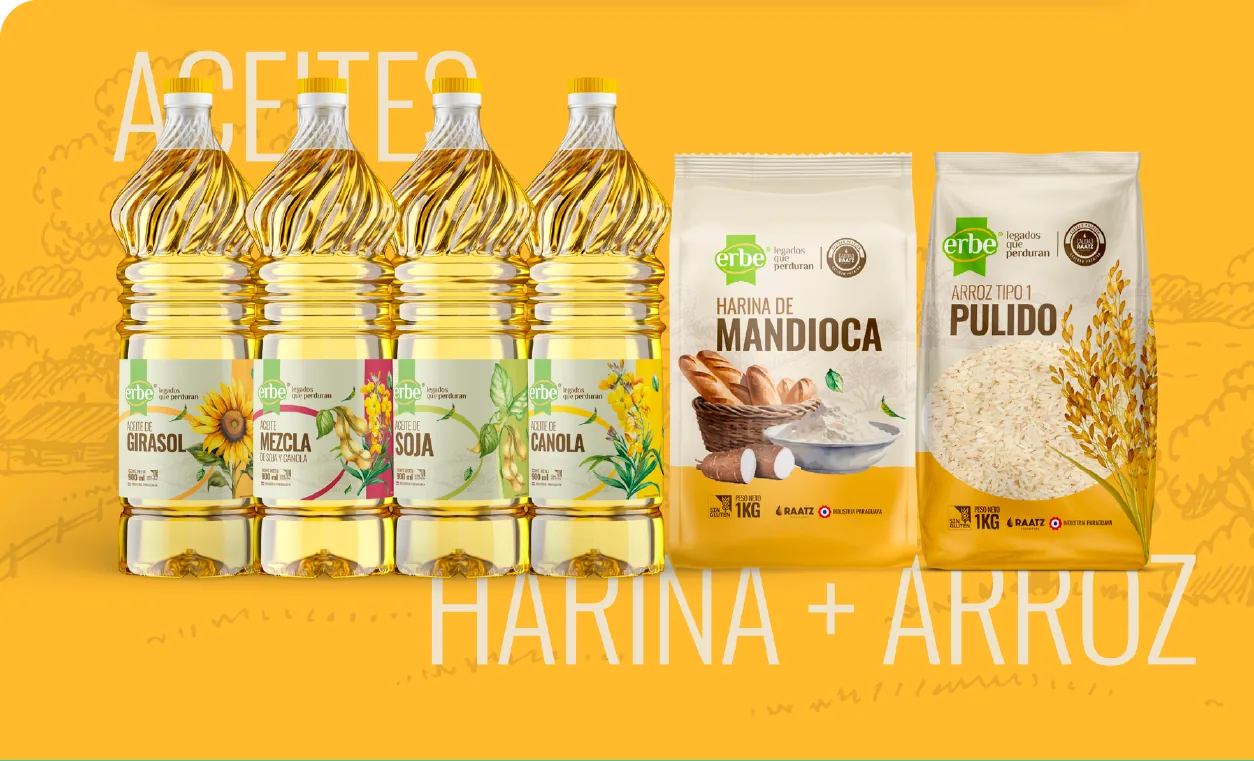 Packaging de aceites, harina y arroz ERBE