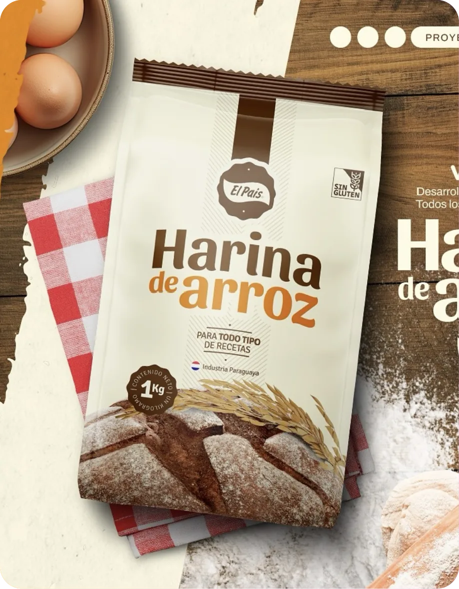 Packaging de harina de arroz El País